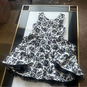 Knitworks Black and White Floral Kids Dress
